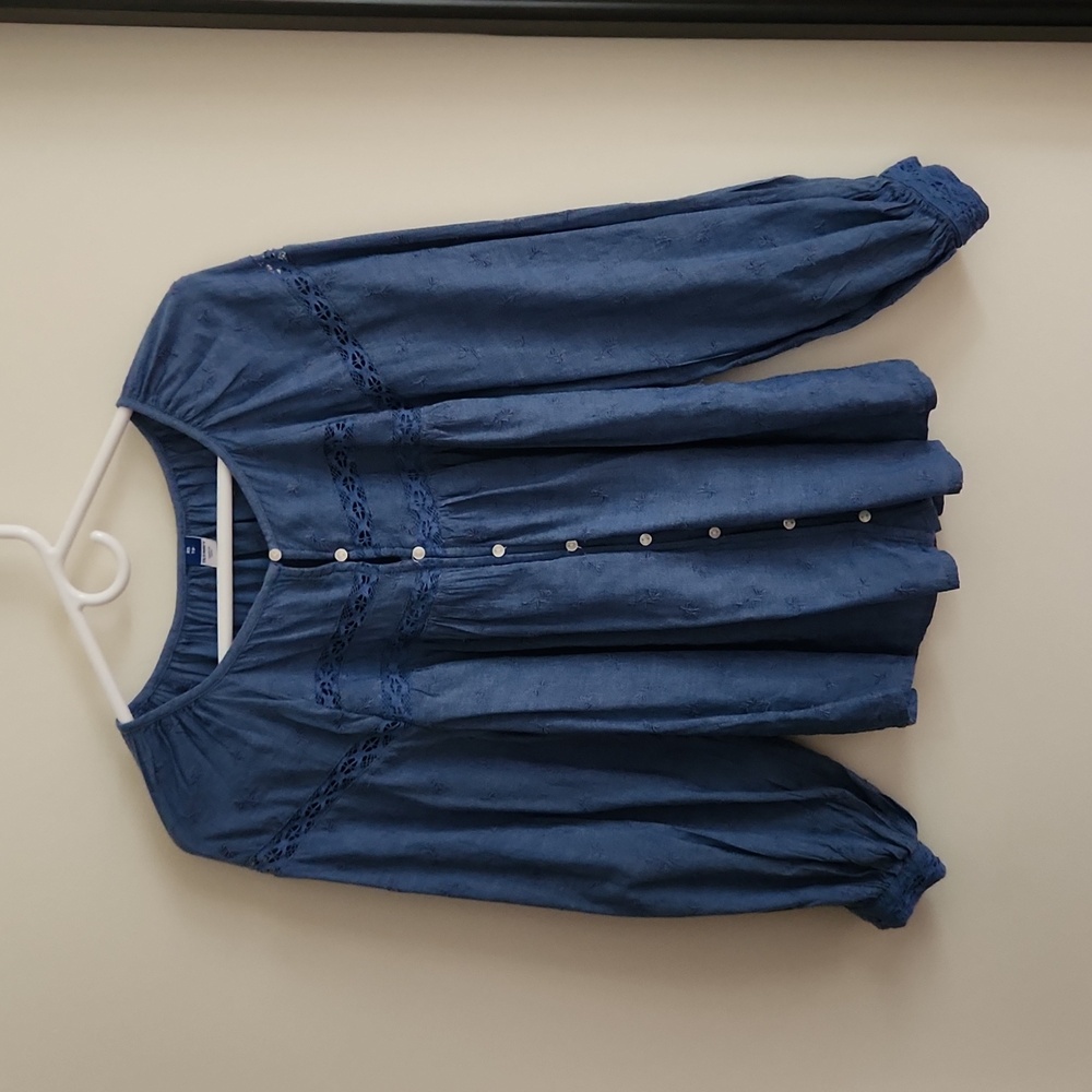 Old Navy Long Sleeve Lace Trim Blouse